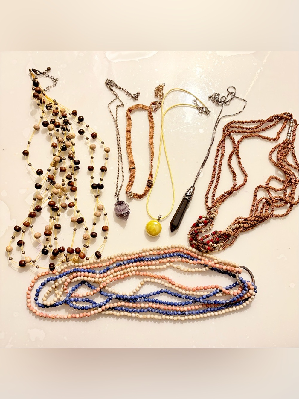 Bundle of 7 Necklaces Different Colors and Styles